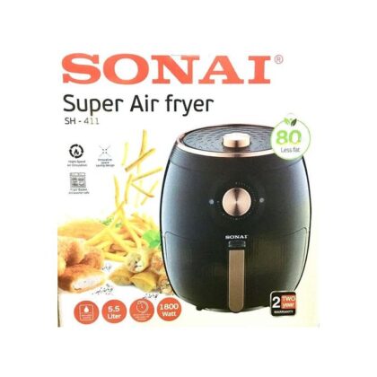 قلاية سوناي 5.5 لتر Sonai SH-411 Super Air Fryer – 5.5 L – Black